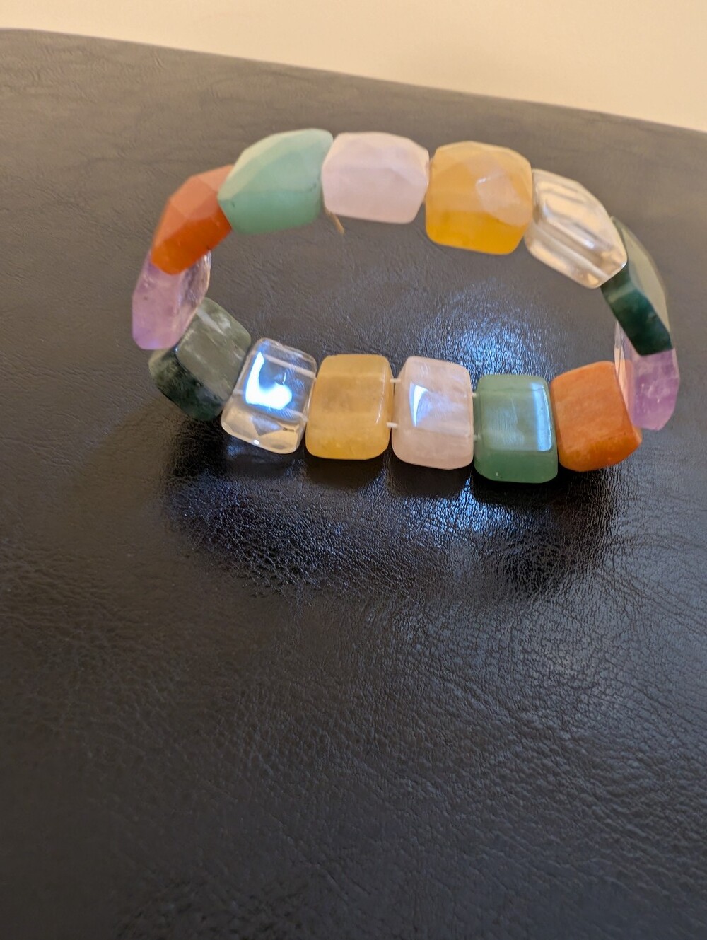 Multicolor Semi-Precious Stone Stretch Bracelet - Women Jewelry Bracelets - Picture 7 of 7